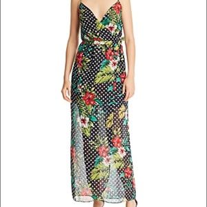 AQUA | Floral Polka Dot Maxi Dress